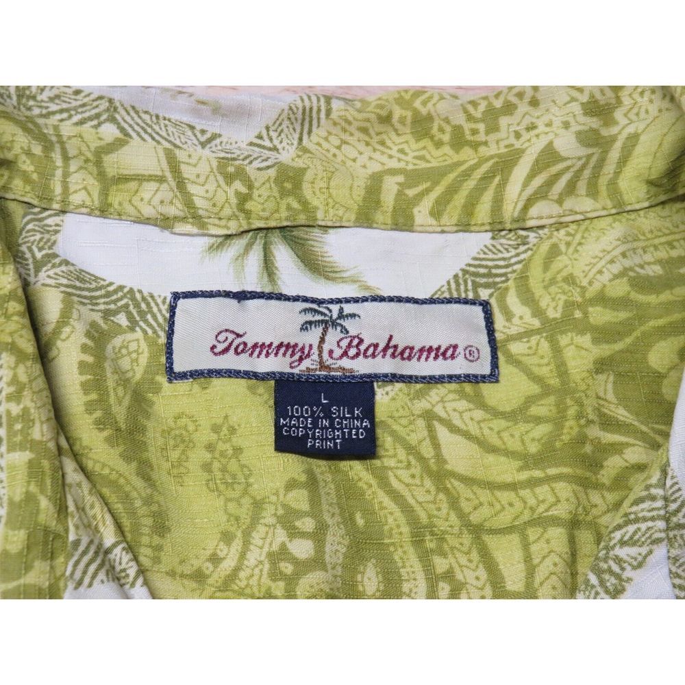 Mens Tommy Bahama Shirt Hawaiian Button Front Paisley Floral Green Size L Silk - Picture 7 of 8